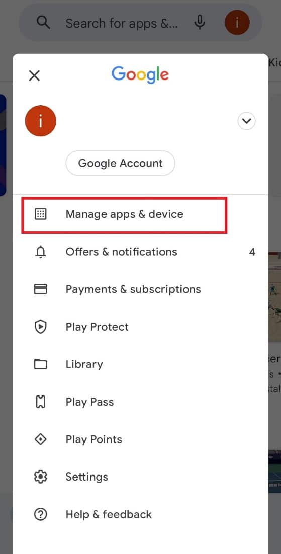 Select Manage apps & device
