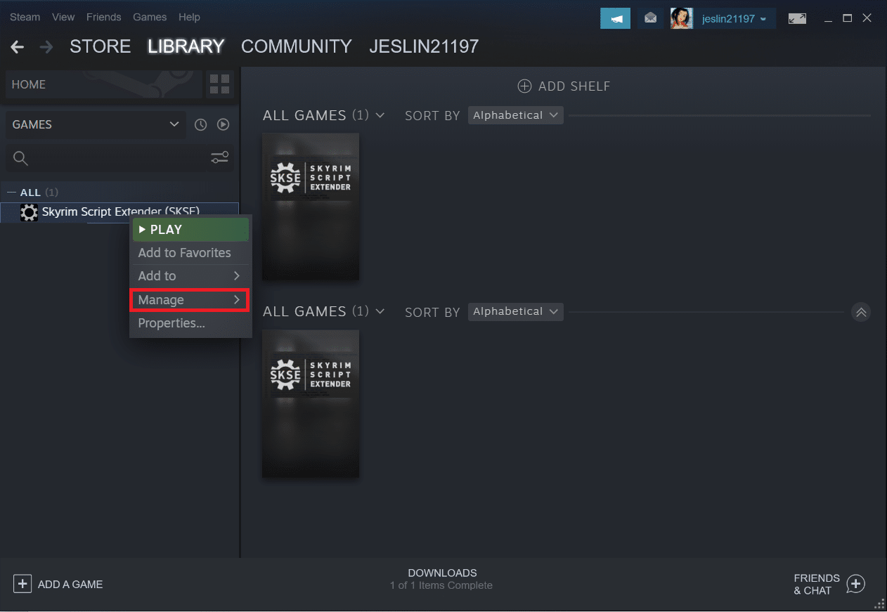 Select Manage. Fix Skyrim Won’t Launch in Windows 10