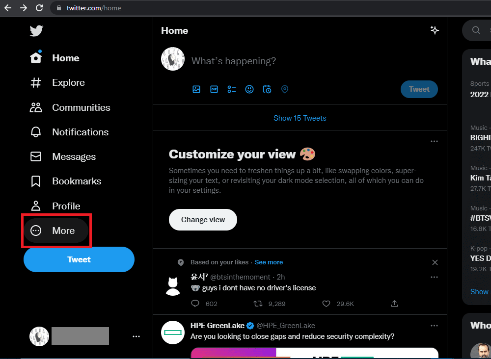Select More on the left corner of the home page. How to Delete Suspended Twitter Account