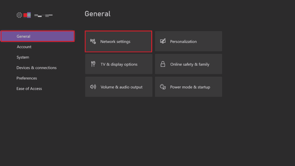 Select Network settings