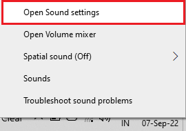Select Open Sound Settings