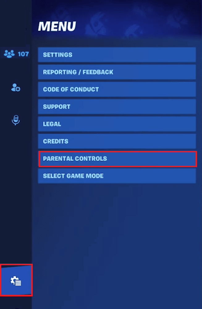 Select PARENTAL CONTROLS