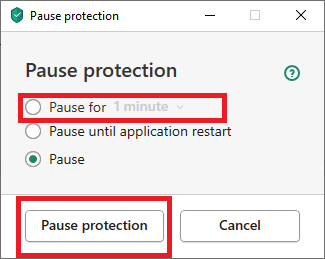 , select Pause Protection again.