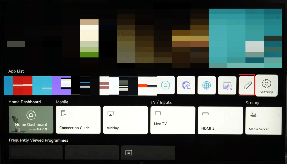 select pencil icon in lg smart tv