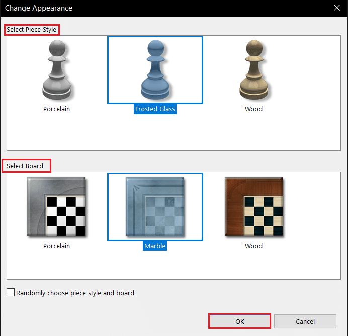 select piece style and select board in the change appearance menu. How to Play Chess Titans on Windows 10