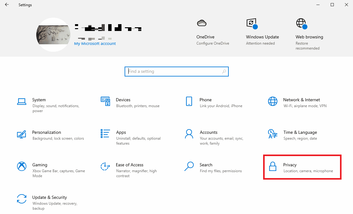 select Privacy setting. Fix Windows Spotlight Lock Screen Not Working