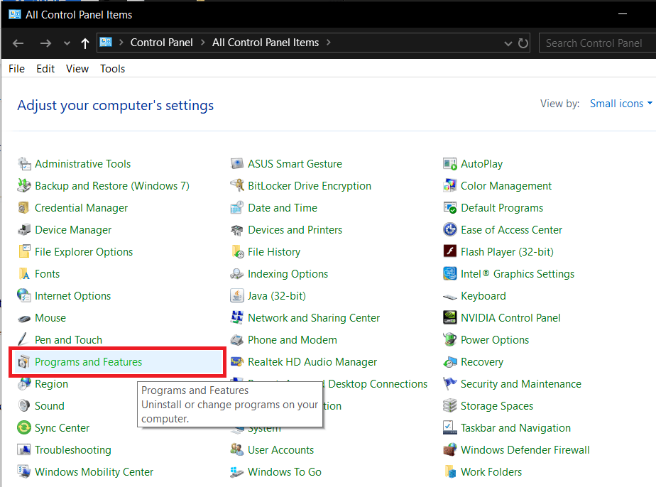 Select Programs and Features, as shown.How to Fix Windows 10 Installation Stuck at 46 Percent Issue