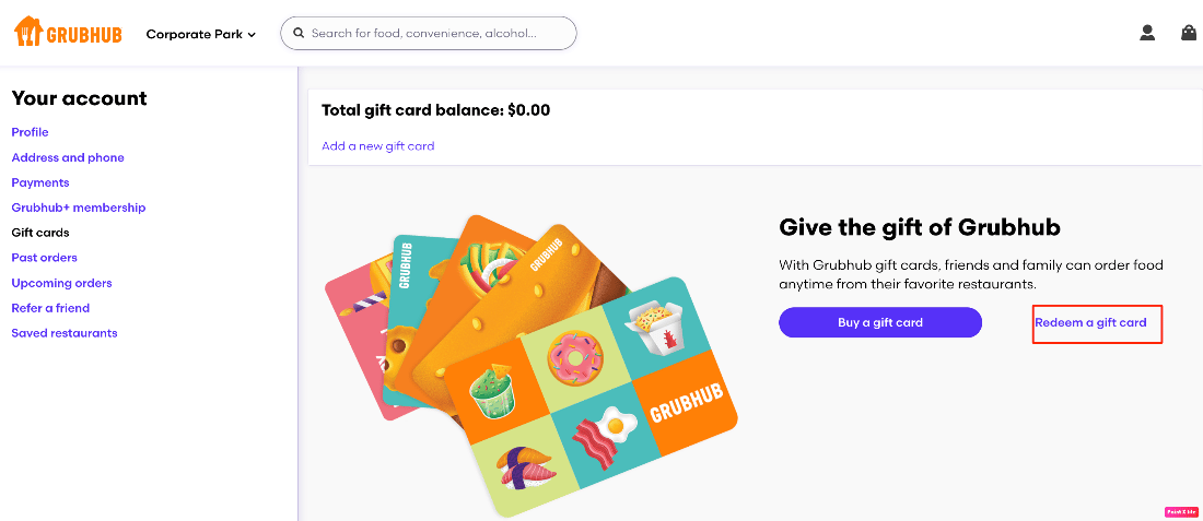 select redeem gift card
