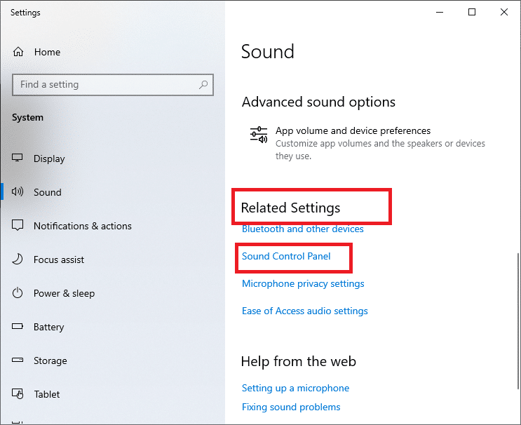 select Related Settings then Sound Control Panel.