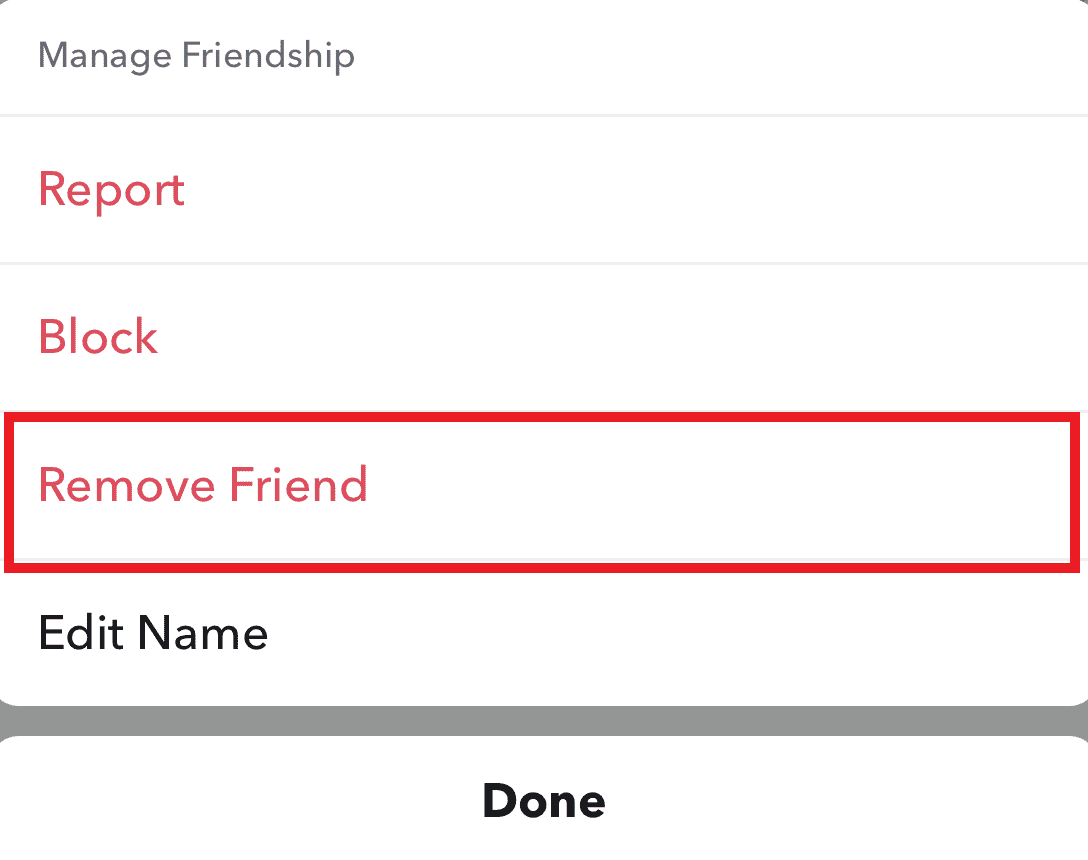 Select Remove Friend 