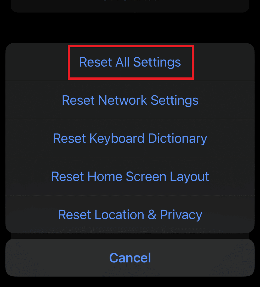Select Reset All Content and Settings 