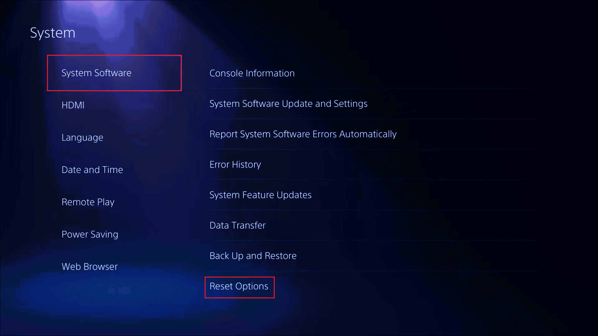 select reset options. How to Fix PS5 Blinking Orange Light