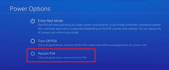 Select Restart PS4