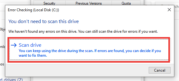 select scan drive option