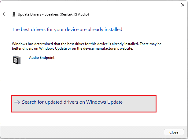 select search for updated drivers on Windows update in the Update Drivers wizard Windows 11