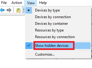 Select show hidden devices