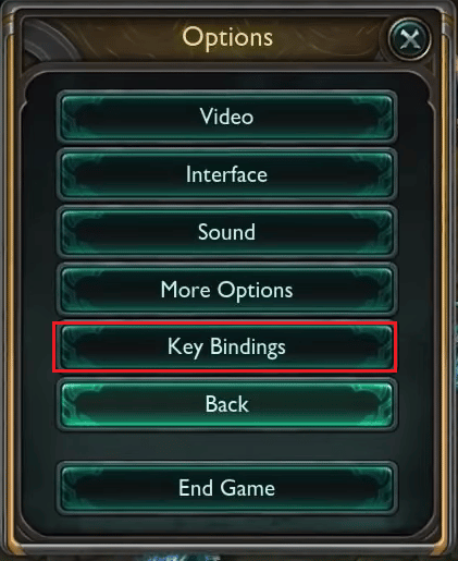 select the Key Bindings option