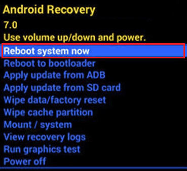select the Reboot system now and press the power button to restart your Nextbook tablet | restore my Nextbook to factory settings