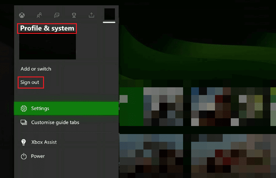 select the Sign out option. Fix 0x87de2712 Xbox One Error