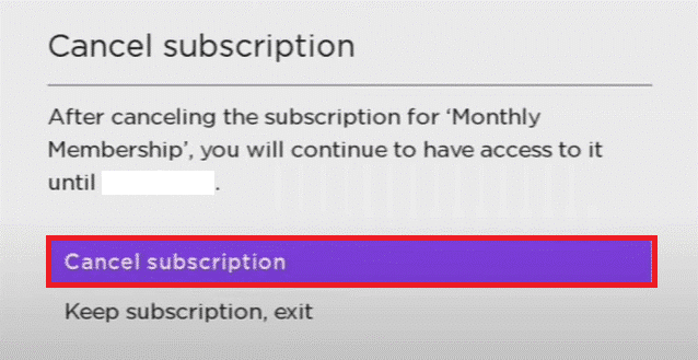 select the Cancel subscription option