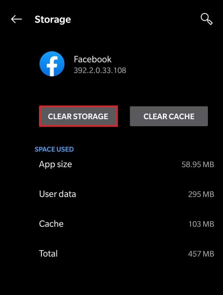 Select the clear storage option. 