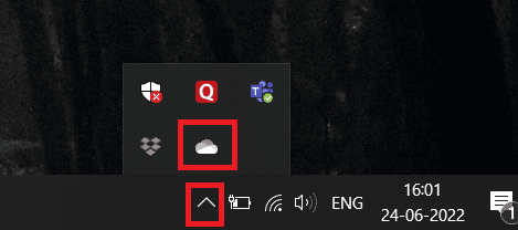 Select the Cloud icon on taskbar