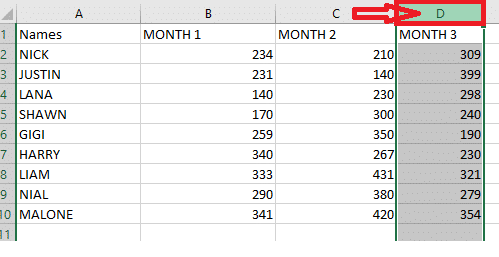 select the column that you want to swap | swap columns or rows in Excel