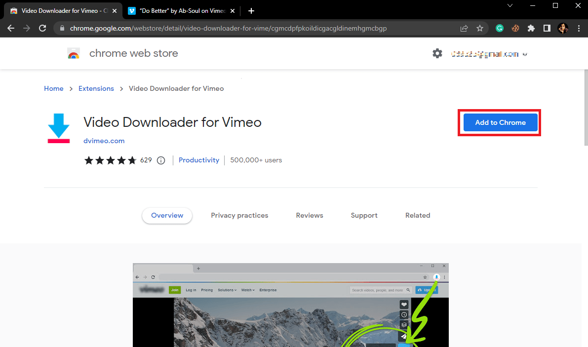 დააწკაპუნეთ ღილაკზე Add to Chrome. საუკეთესო Vimeo to MP4 Converter Tools