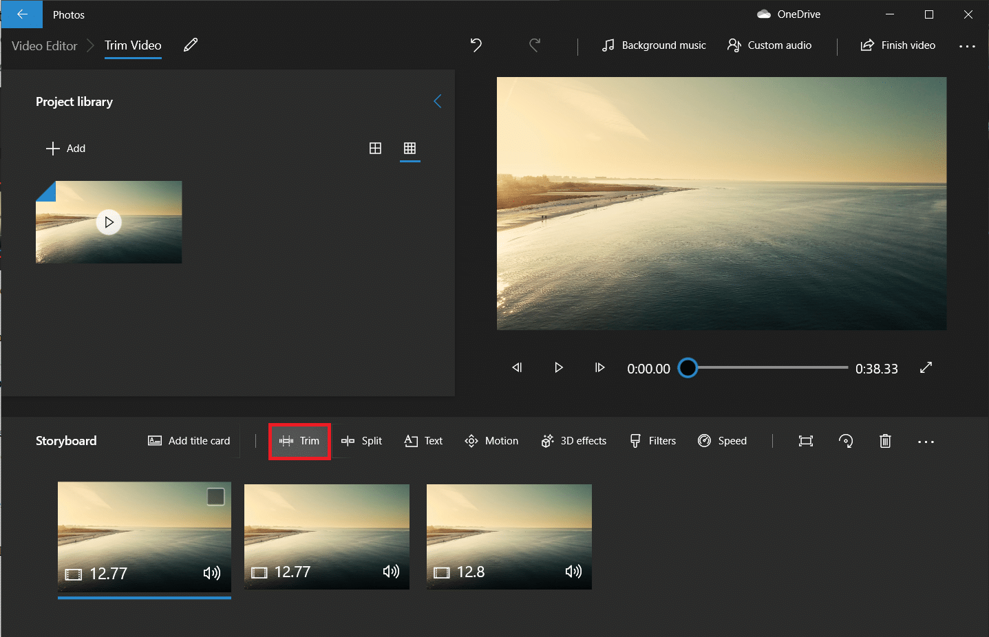 Select the first video on the Storyboard and click on Trim. How to Trim Video in Windows 10