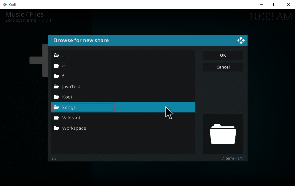 Select the folder you want to import. How to Add Music to Kodi