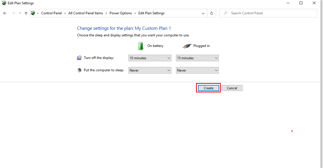 Select the needed settings and click Create button to finalize