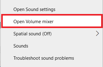 select the Open Volume mixer option