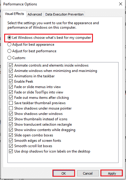 select the option Let Windows choose what’s best for my computer