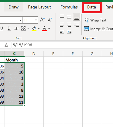 Select the range of cells that you want to sort. And click on the data tab | How to Sort by Date in Microsoft Excel