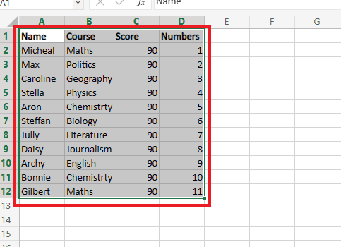 Select the range of rows you want to split | how to split Excel sheet into multiple worksheets without VBA
