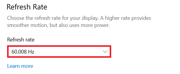 Select the recommended and required rate under Refresh rate | How to Fix Computer won’t Connect to TV Issue