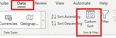 Select the sort option from data tab 