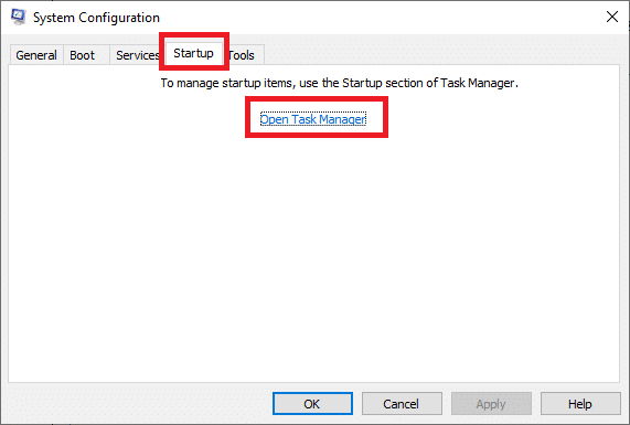 select the startup tab and open task manager