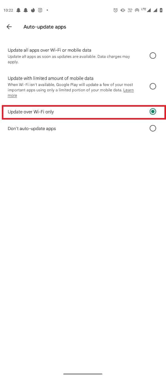 select the Update over Wi-Fi only. Fix Android System WebView Not Updating Issue