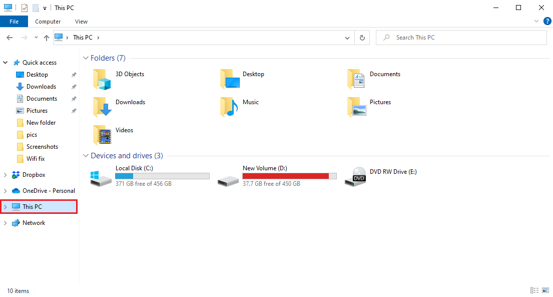 Select This PC and right click on the drive where Windows has been installed