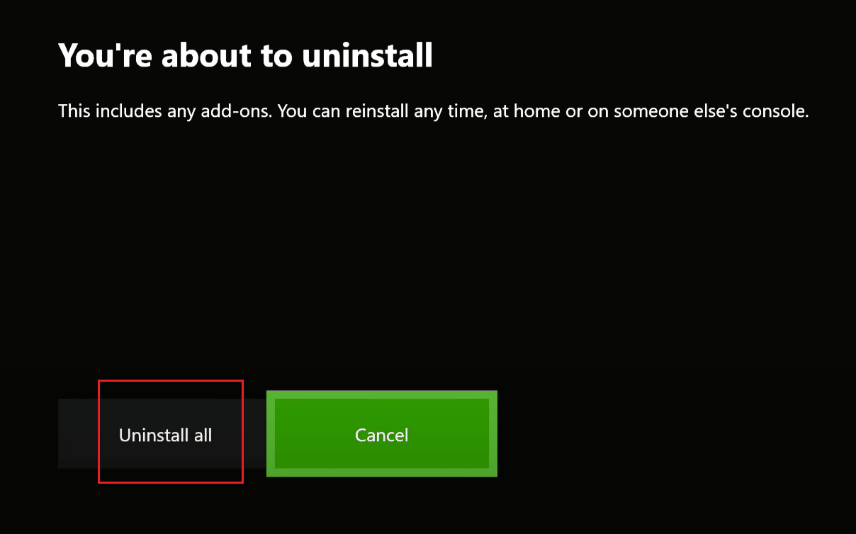 выберите опцию «Удалить все» в консоли Xbox