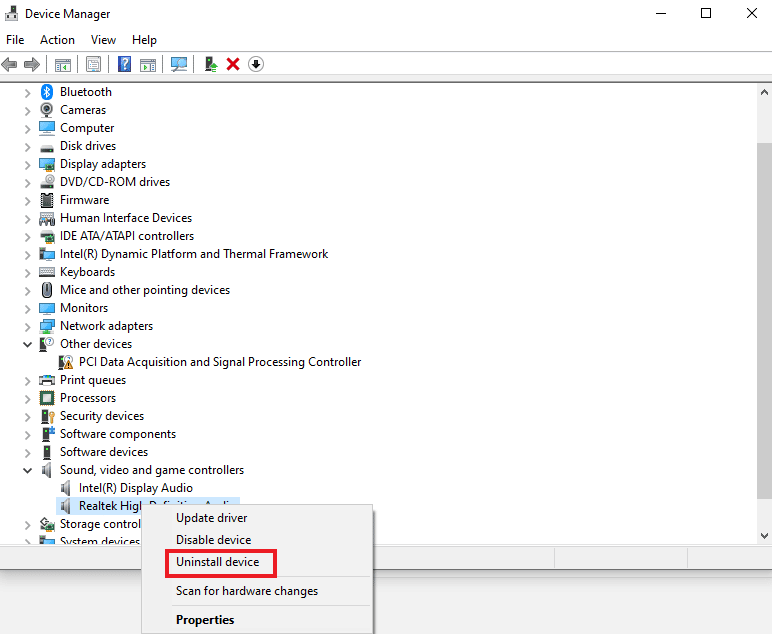 Select Uninstall device. Fix Skype Can’t Access Sound Card in Windows 10