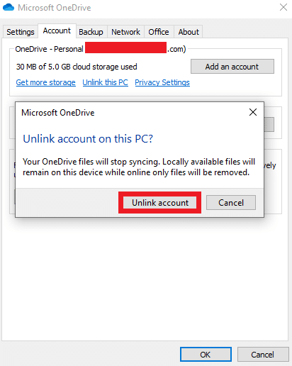 Select Unlink account. Ways to Fix Gray X on Desktop Icons
