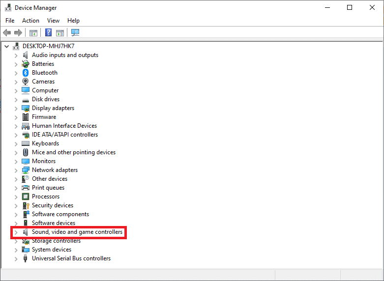 Select Video, Sound, and Game Controllers in the Device Manager | How to Boost the Bass of Headphones and Speakers in Windows 10