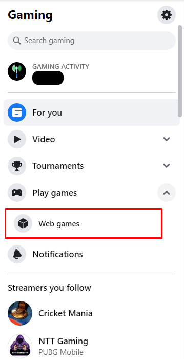 Select Web games.