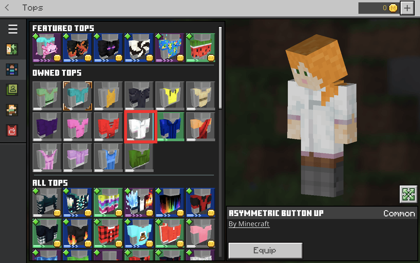 selecting a top. How to Change Skin in Minecraft PC