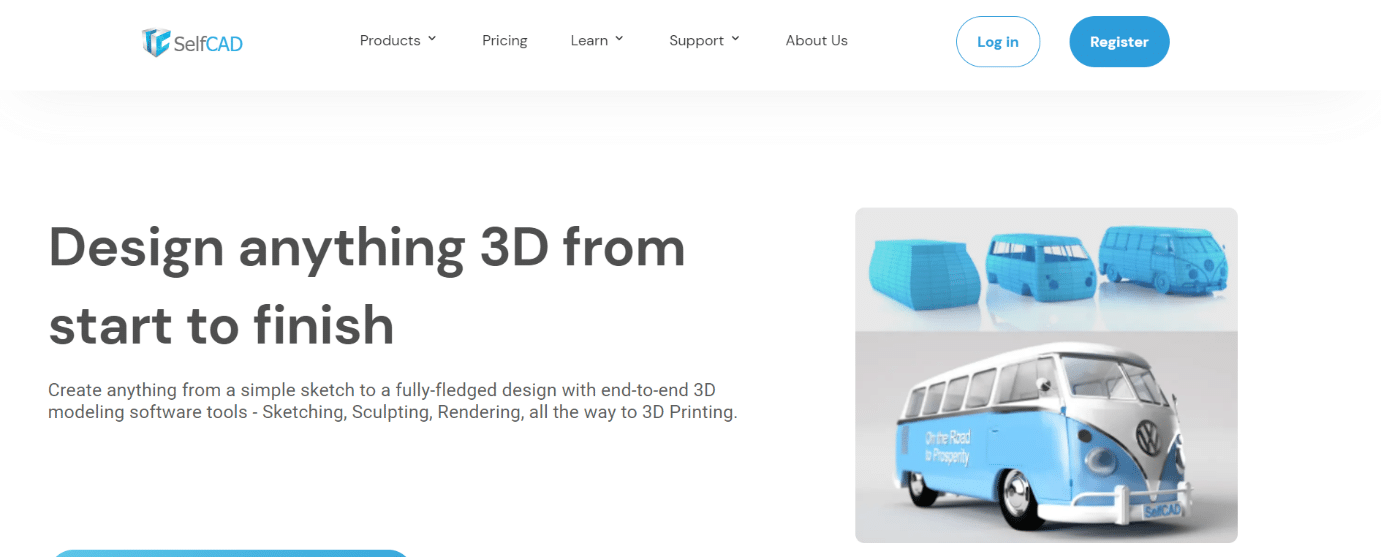 SelfCAD. best free CAD software for 3d printing