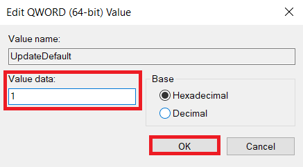 set the Value data to 1. Click on OK to save the changes. 