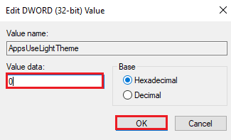 Set Value data to 0 and click ok