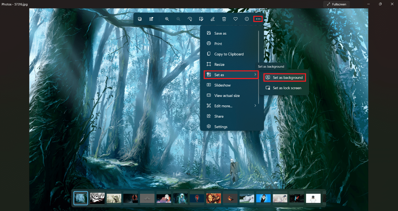 Setting an images as desktop background in Photo Viewer